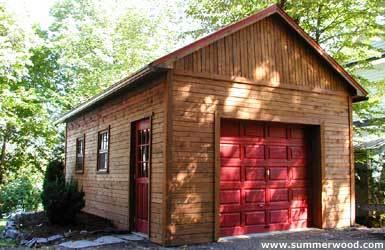 Cedar highlands garage designs 14x24 with garage door in Lac Brome,Quebec.ID number 1408-1.