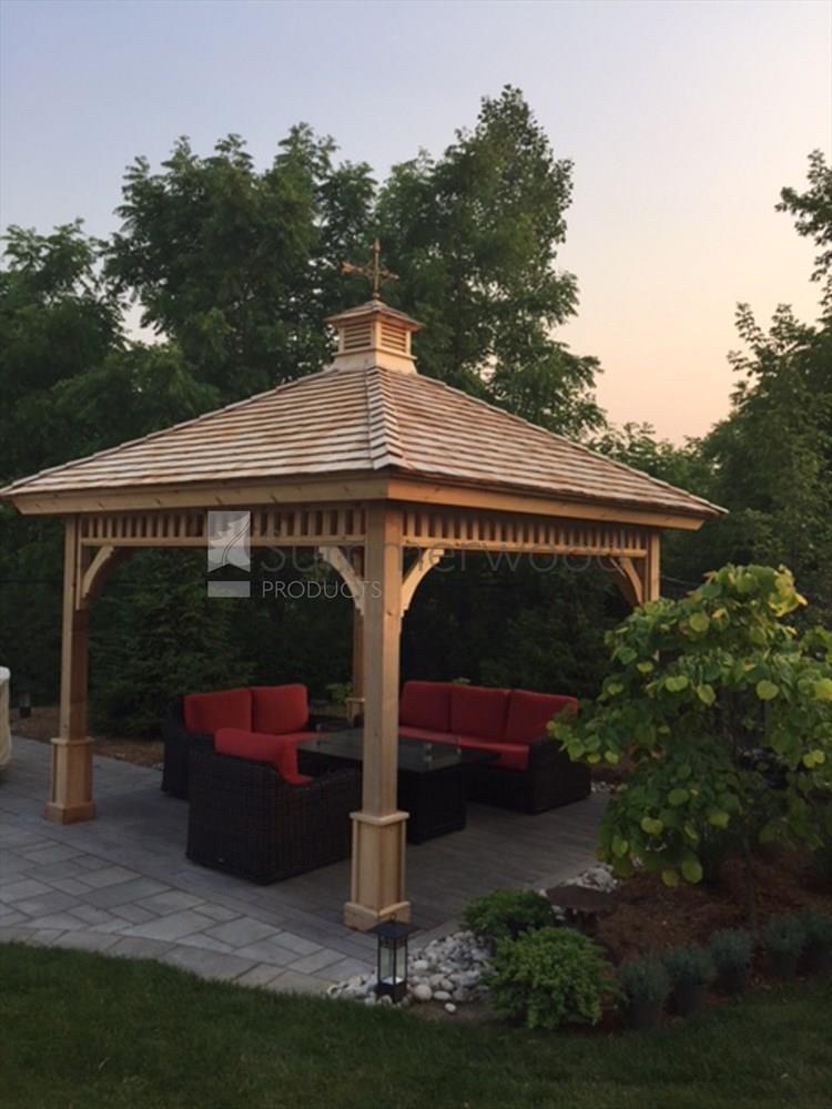 Montpellier gazebo 11x11 with Cedar shingles in Georgetown Ontario. ID number 191588-2.