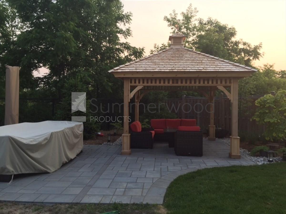 Montpellier gazebo 11x11 with Cedar shingles in Georgetown Ontario. ID number 191588-5.