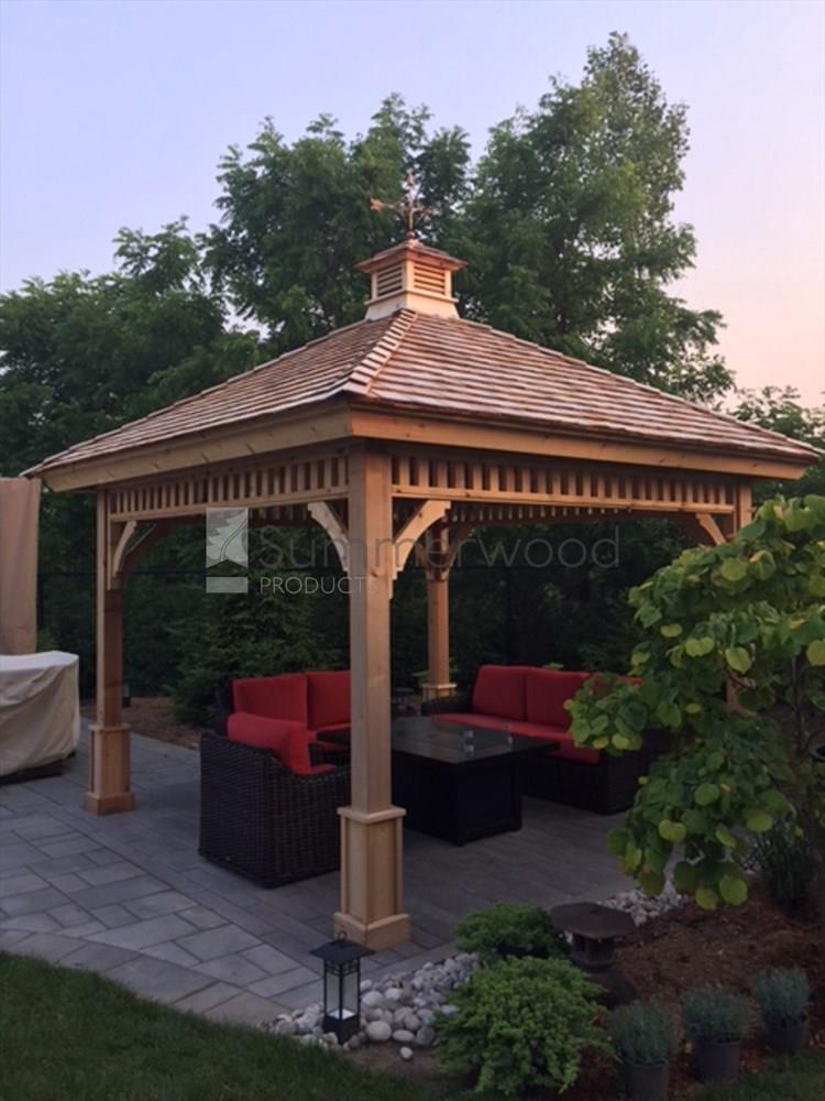Montpellier gazebo 11x11 with Cedar shingles in Georgetown Ontario. ID number 191588-6.