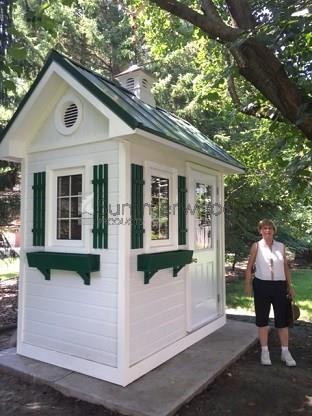 Palmerston shed 5x8 with fixed shutters in West Des Moines Iowa. ID number 192807-2.