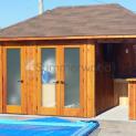 Surfside pool cabana 16x16 with Rough cedar siding in Maple Ontario. ID number 193928-1.
