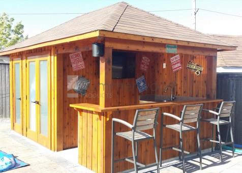 Surfside pool cabana 16x16 with Rough cedar siding in Maple Ontario. ID number 193928-2.