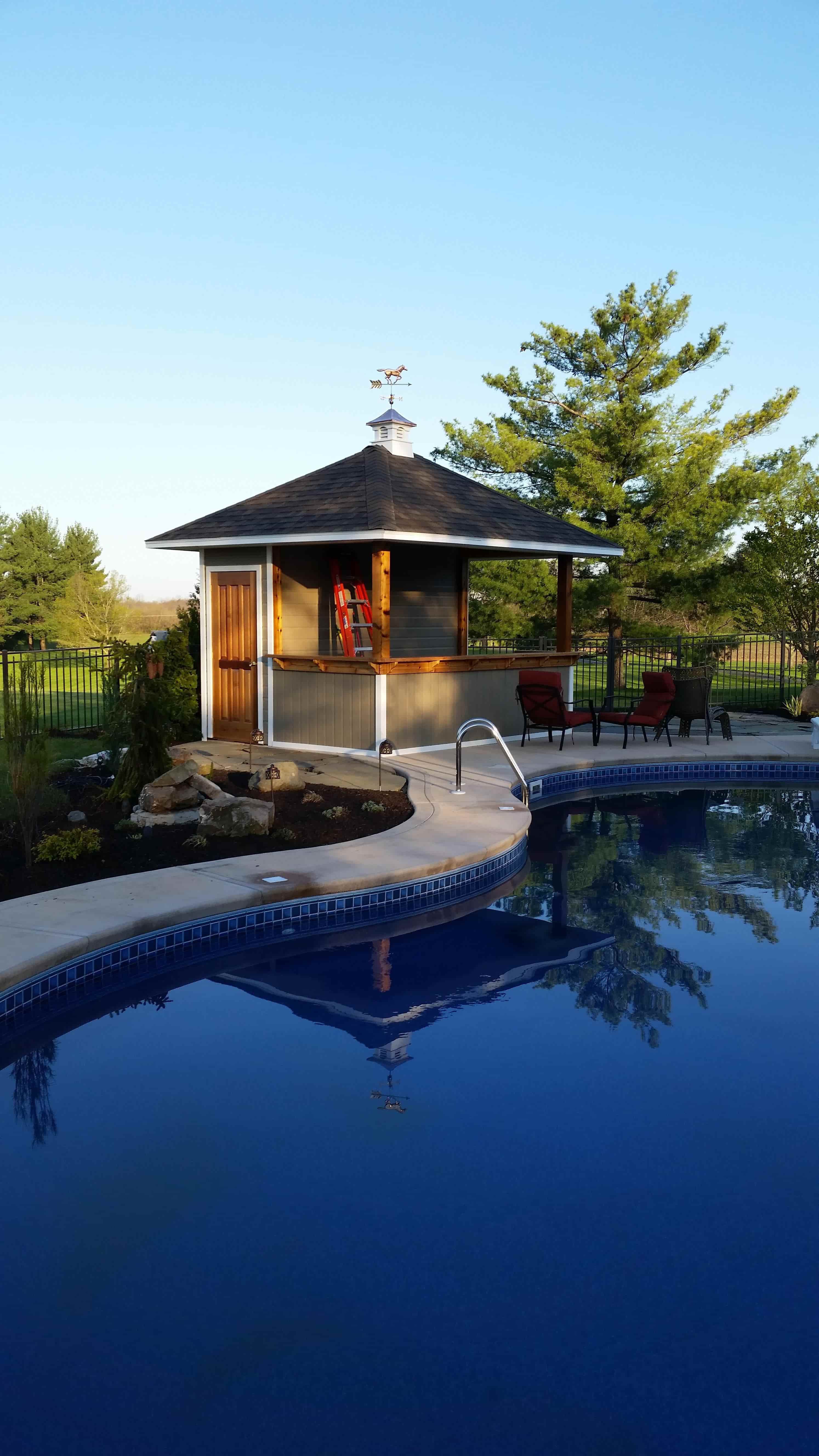 Barside pool cabana 10x12 with Vinyl curved cupola in Lebanon Ohio. ID number 194252-1.