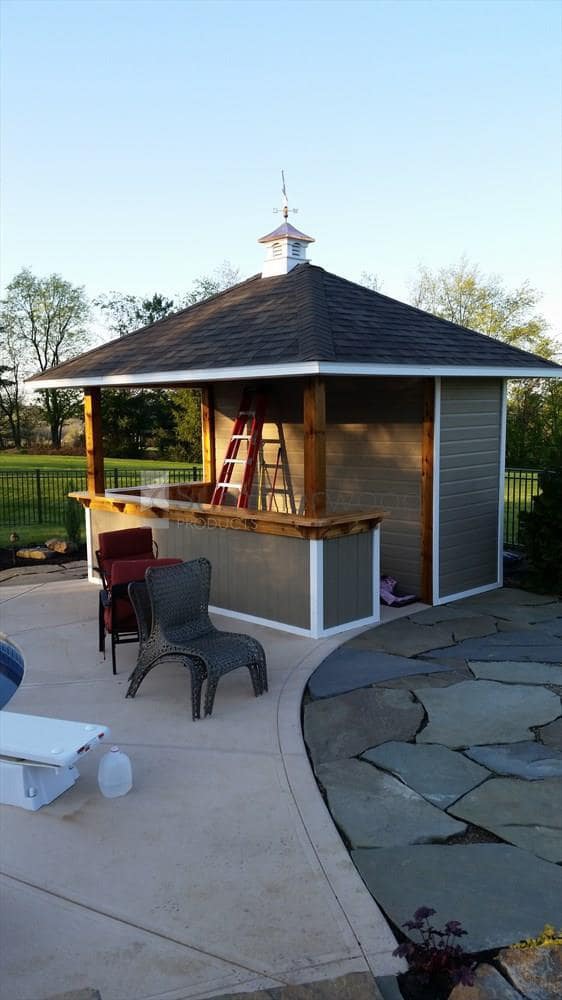 Barside pool cabana 10x12 with Vinyl curved cupola in Lebanon Ohio. ID number 194252-3.