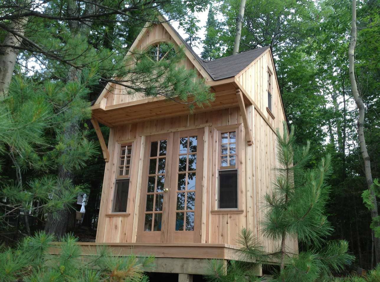 Prefab Bala bunkie kit 10 x 10 with pine loft in Temagami Ontario. ID Number 199643-2