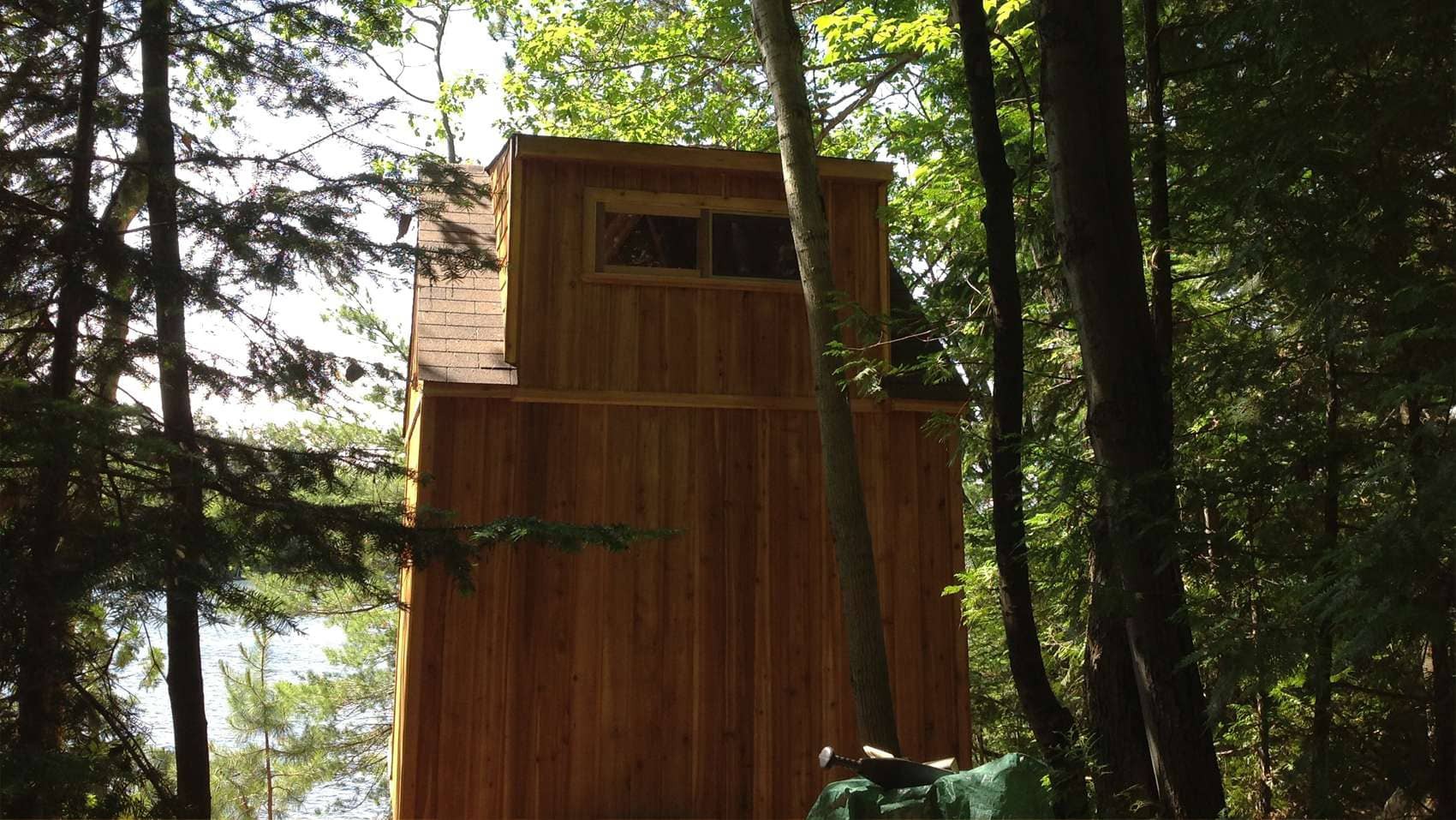 Prefab Bala bunkie kit 10 x 10 with pine loft in Temagami Ontario. ID Number 199643-6