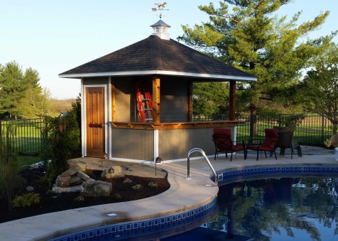 Barside pool cabana 10x12 with Vinyl curved cupola in Lebanon Ohio. ID number 194252-1.