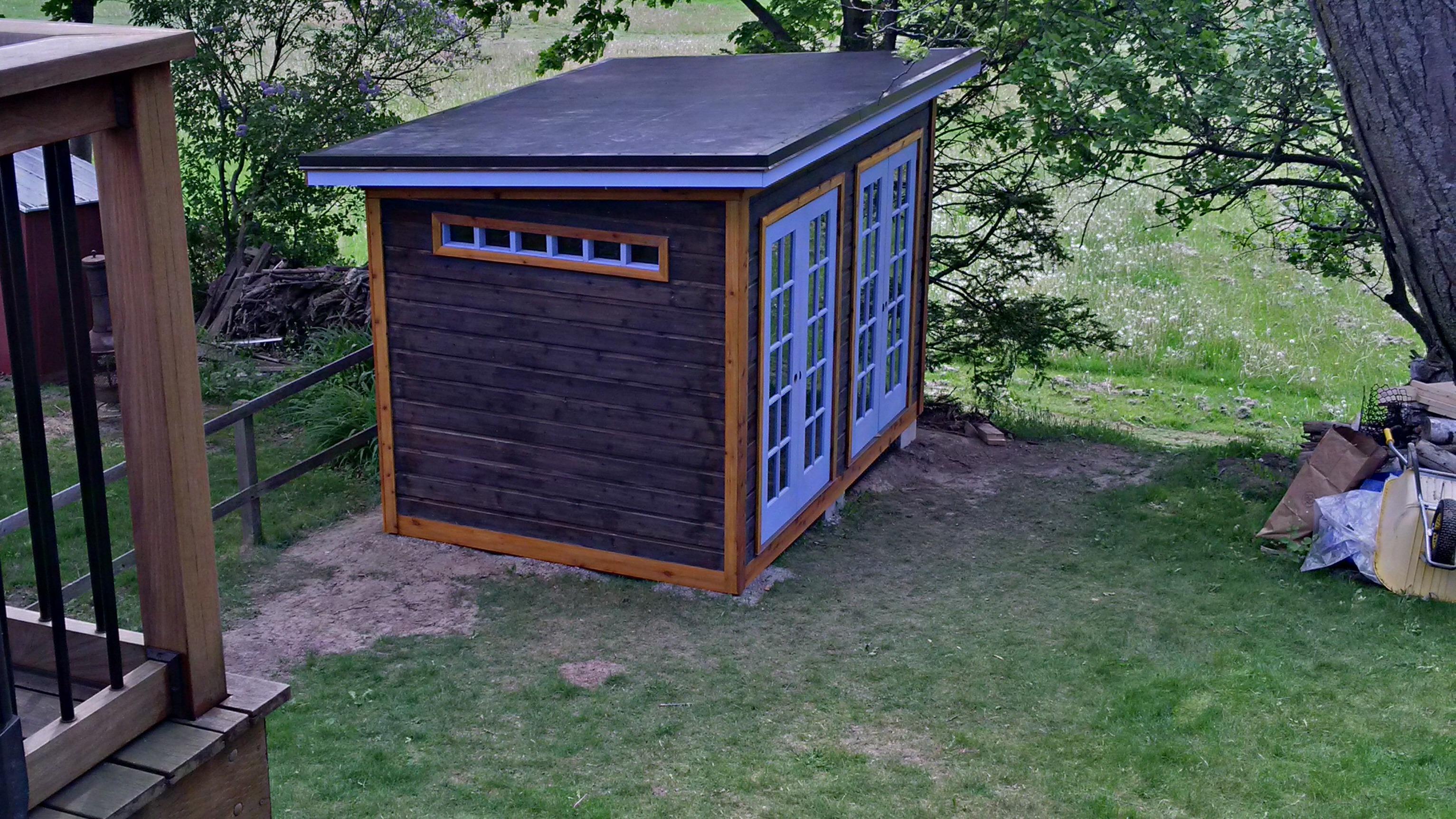 cedar urban studio garden studio 8x12 with French double doors in Etobicoke, Ontario. ID number 2025