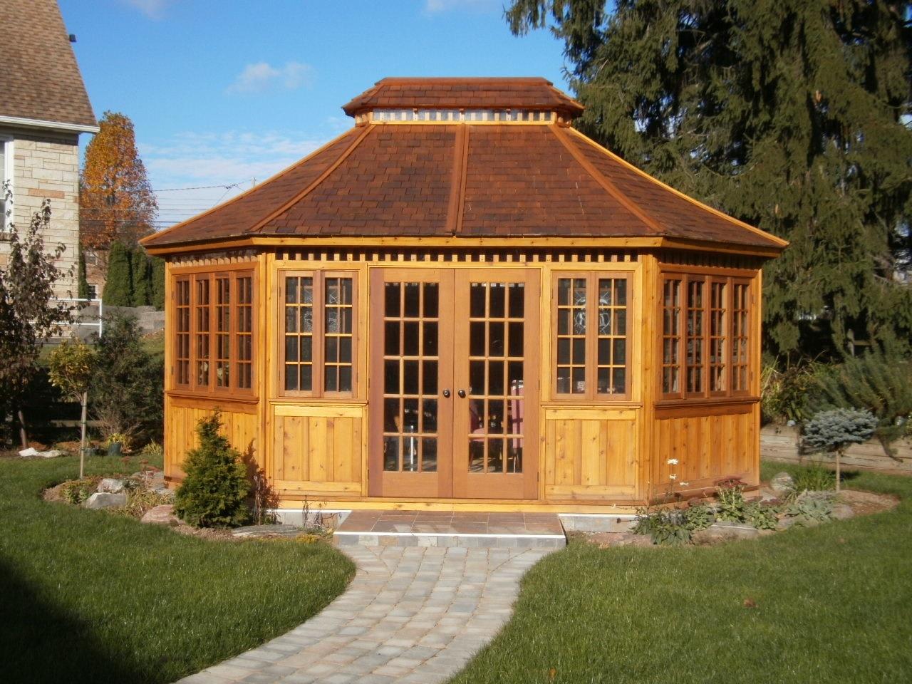 front view of backyard spa enclosure gazebo kit