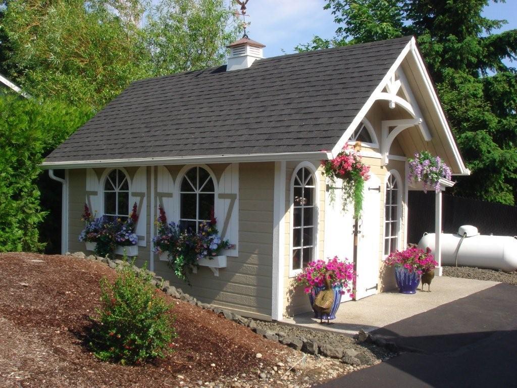 Canexel Telluride Shed 12x16 with extended shelter in Olympia, Washington. ID number 206905-2