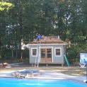 Santa cruz pool cabana 12x16 with arts and crafts double doors in Jackson New Jersey. ID number 1849