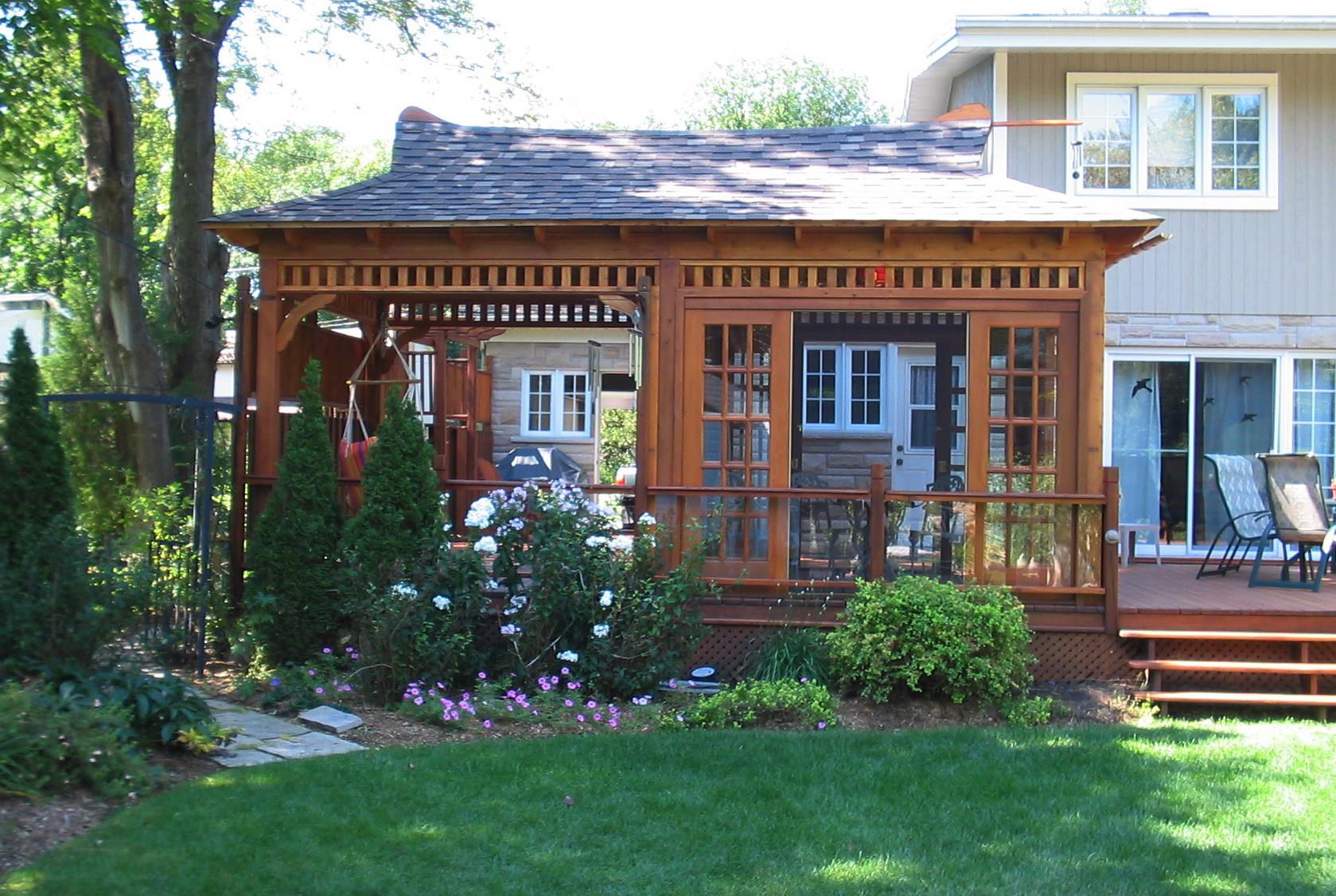 Bali tea house home studio 10x20 with planed cedar channel sliding in St  Lazare,Quebec.ID number 13