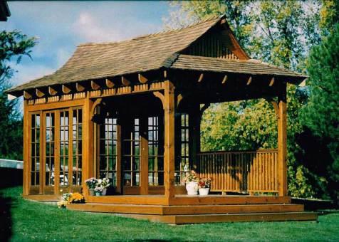Bali tea house hot tub gazebo 10x20 with stained finish in Uxbidge ,Ontario.ID number 110-1.
