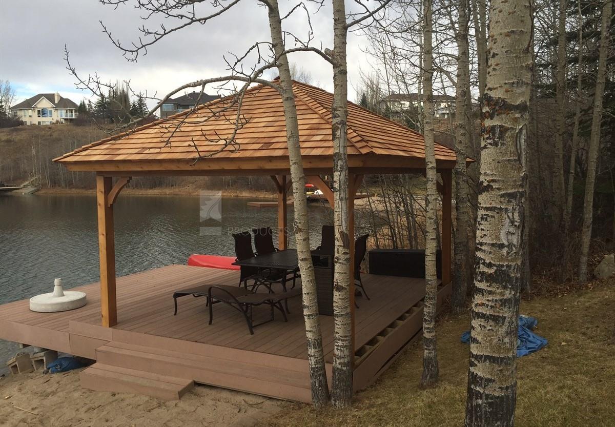 Cedar Montpellier Outdoor Gazebo 12 x 16 with Cedar Shingles in Calgary Alberta - 207769 - 2 