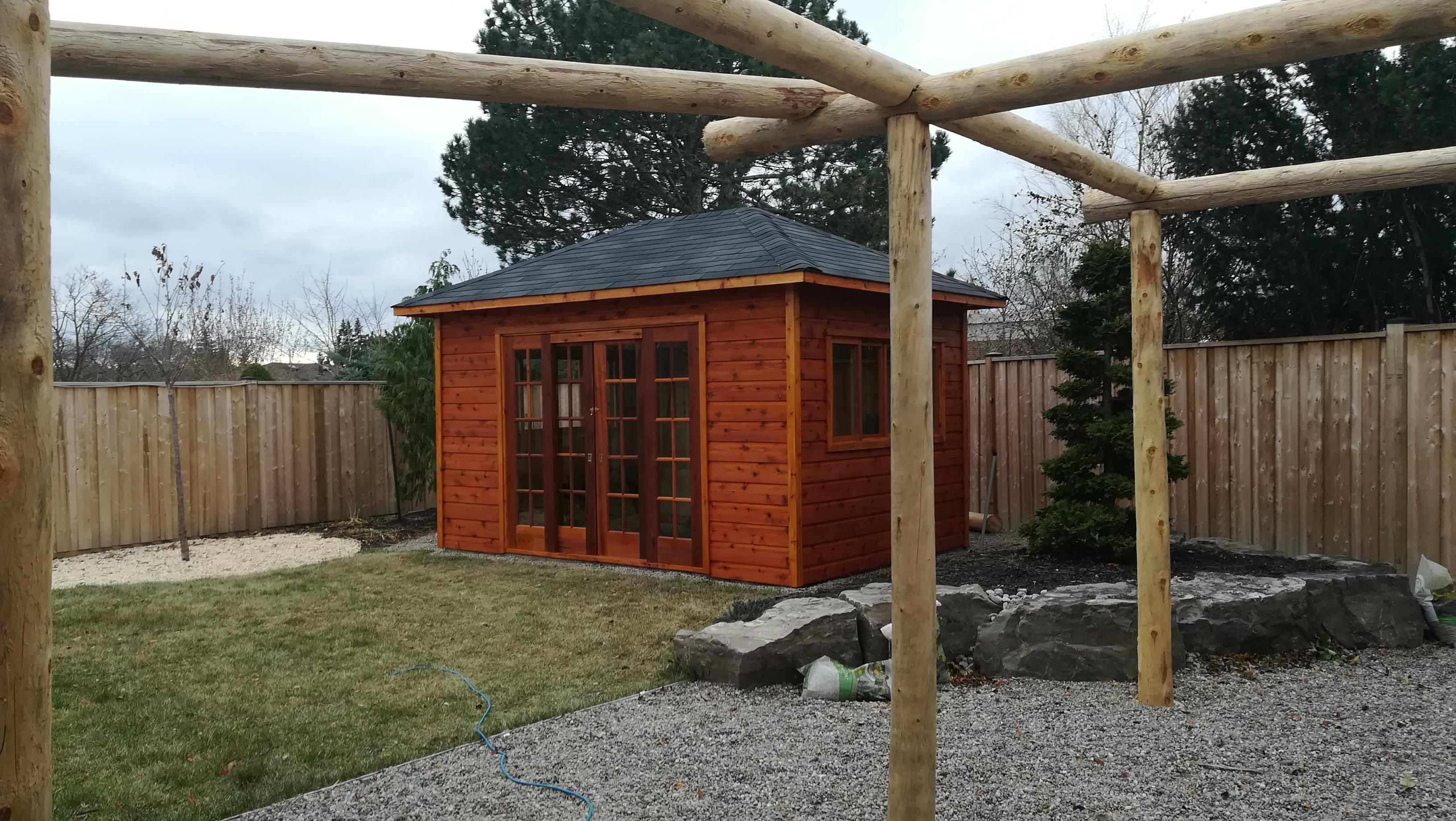 Cedar Sonoma 10x14 shed kit with Double French Doors in Brampton Ontario. ID number 221381