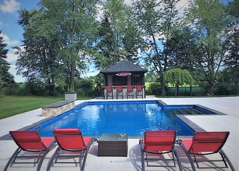 Cedar Barside 12x12 pool cabana with sash window in Georgetown Ontario. ID number 231355-3