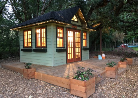 Cedar Sonoma 10x12 garden shed with antique flower boxes in Santa Rosa California. ID number 231694-