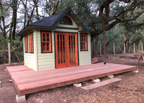 Cedar Sonoma 10x12 garden shed with antique flower boxes in Santa Rosa California. ID number 231694-