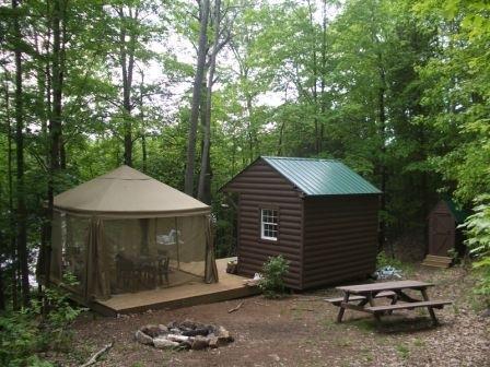 Glen Echo 8x12 cabin kit with barbeque zone in Bannockburn Ontario. ID number 14617-7