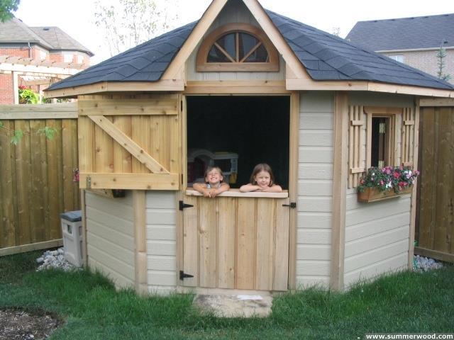 Petite Pentagon 8 ft playhouse with dutch door in Toronto Ontario. ID number 10715-1.
