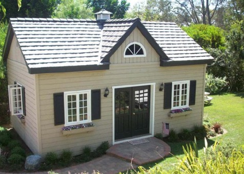 Kepler creek 24x24 cabins with antique flower boxes in Rancho Santa Fe California. ID number 90340-1