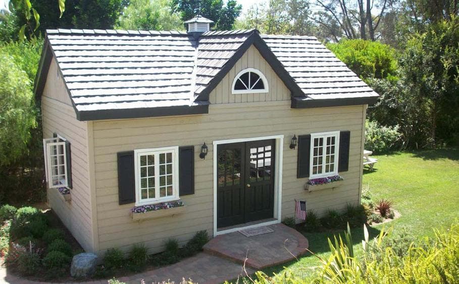 Kepler creek 24x24 cabins with antique flower boxes in Rancho Santa Fe California. ID number 90340-1