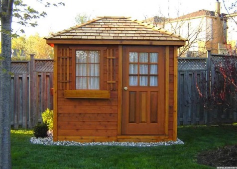 Cedar Sonoma 6x8 garden shed with cedar shingles in Whitby Ontario. ID number 6279-2