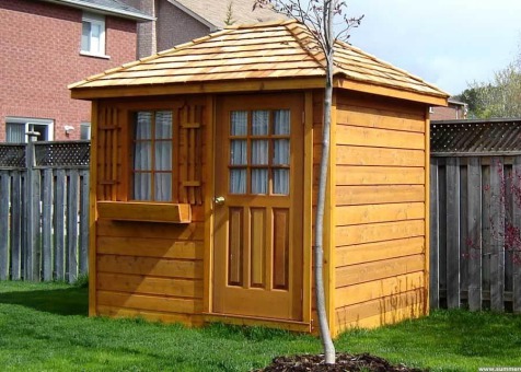 Cedar Sonoma 6x8 garden shed with cedar shingles in Whitby Ontario. ID number 6279-3