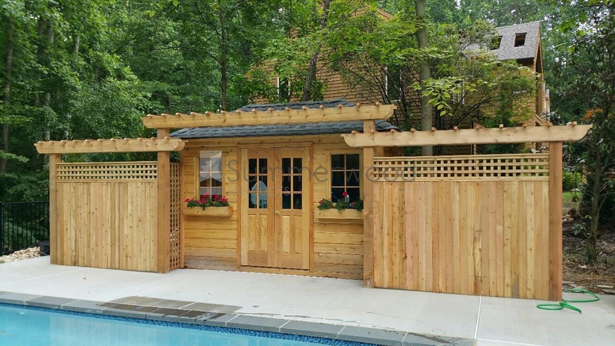 Sonoma pool 6x12 pool cabana with Standard fixed windows in Oakton Virginia. ID number 191691-2
