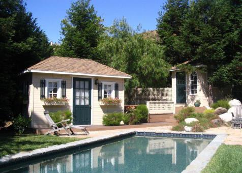 Sonoma 8x10 pool house with antique flower boxes in Salinas California. ID number 41638-3