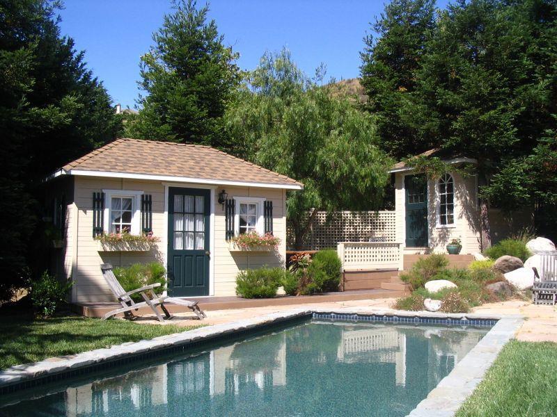 Sonoma 8x10 pool house with antique flower boxes in Salinas California. ID number 41638-3
