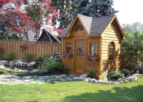 Copper Creek 8x10 garden shed with rough cedar siding. ID number 10716-1