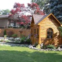 Copper Creek 8x10 garden shed with rough cedar siding. ID number 10716-3