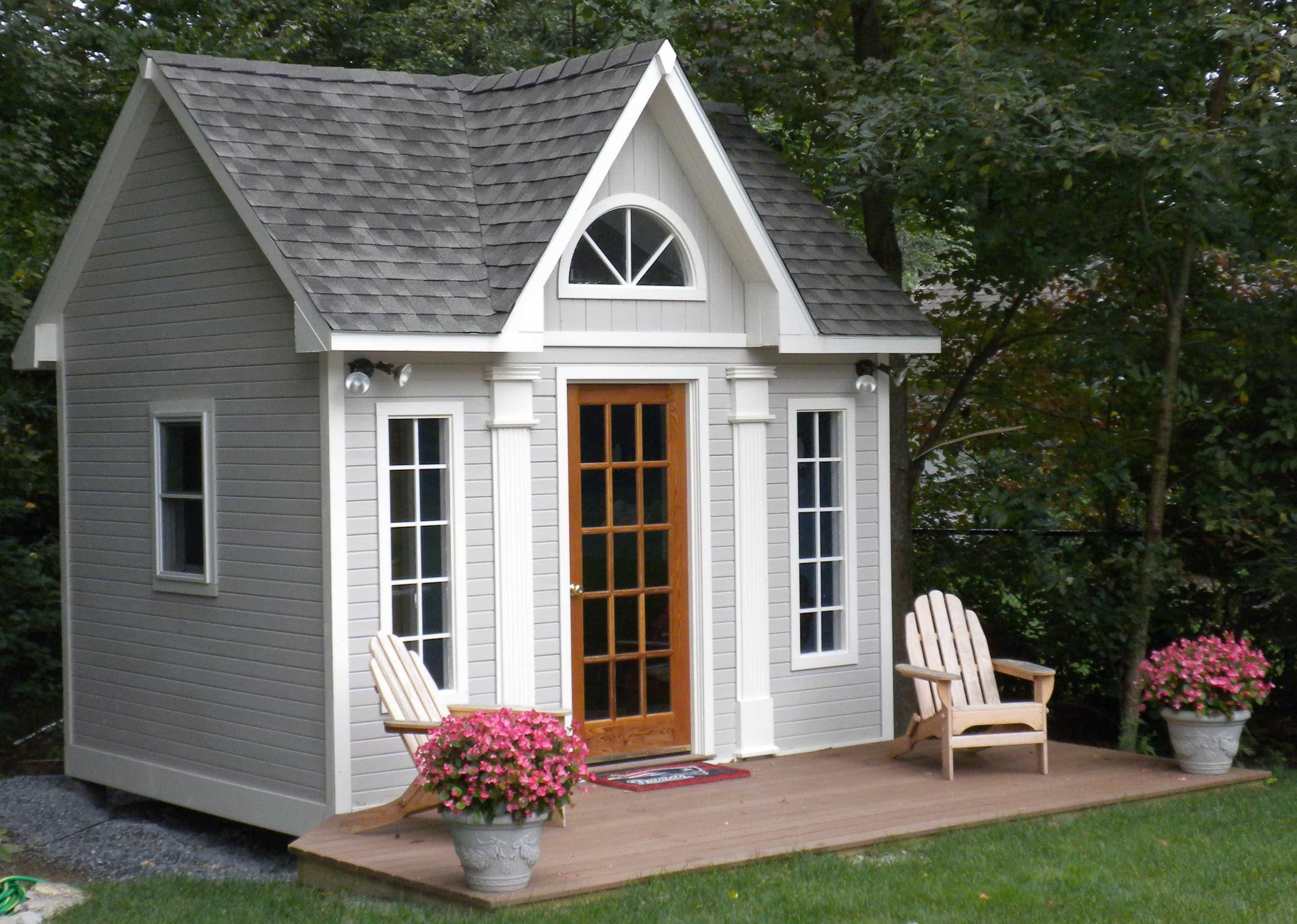 Cedar Copper Creek 10 x 12 garden shed with cedar pilaster in Andover Massachusetts. ID number 90356