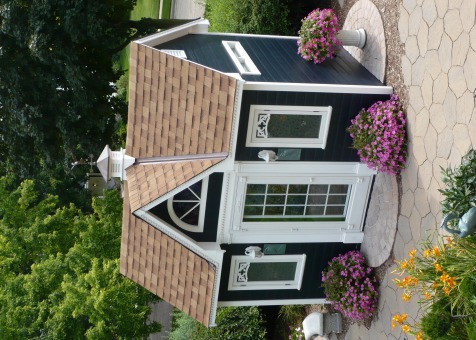 Copper Creek 8x12 garden shed with transom window in Cedarburg Wisconsin. ID number 114324-2