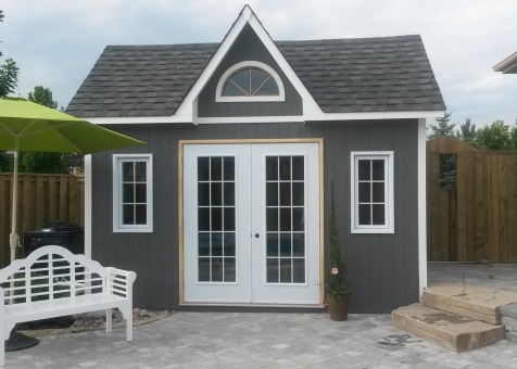 Copper Creek 14x14 pool house with double doors in Cobourg Ontario. ID number 178100-3