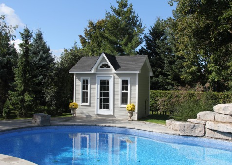 Copper Creek 9x12 pool house with roof boards in Richmond Hill Ontario. ID number 181830-1