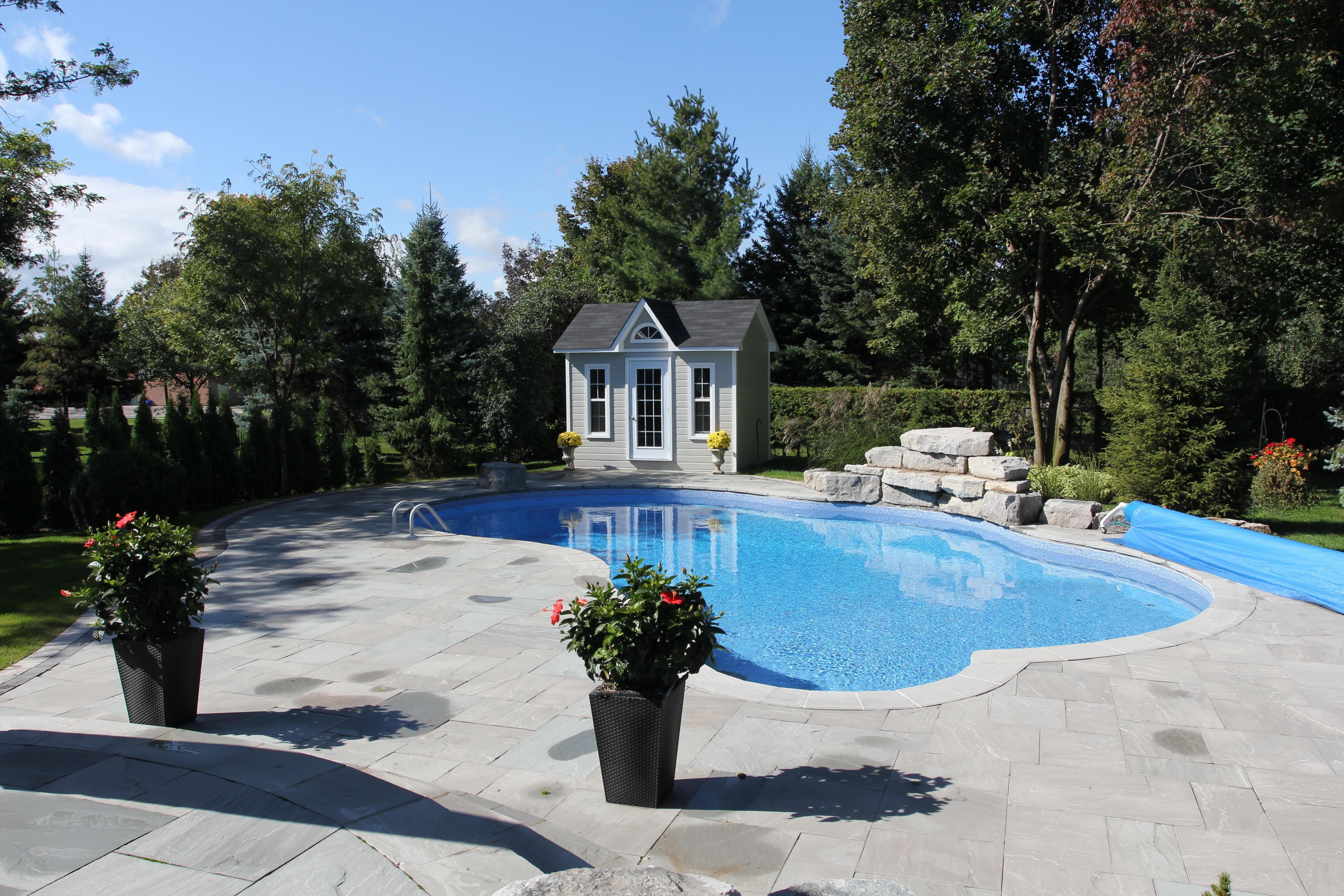 Copper Creek 9x12 pool house with roof boards in Richmond Hill Ontario. ID number 181830-3