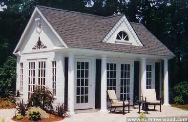 Windsor pool house 12x18 with french single doors ID number 1664-1.