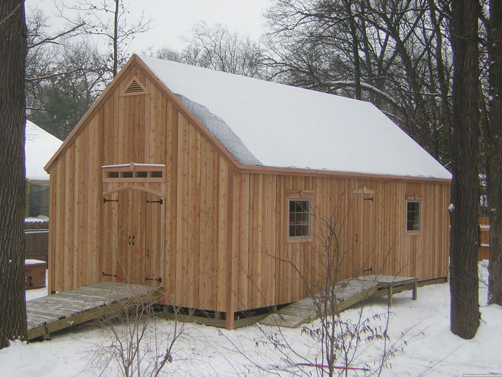 Custom Telluride Shed 12 x 24 with rough cedar siding in Lake Forest Illinois. ID number 8326