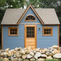 Telluride blue Shed 12x16 with dormer in Santa Barbara, California. ID number 524-1