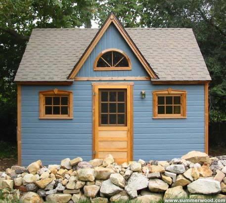 Telluride blue Shed 12x16 with dormer in Santa Barbara, California. ID number 524-1