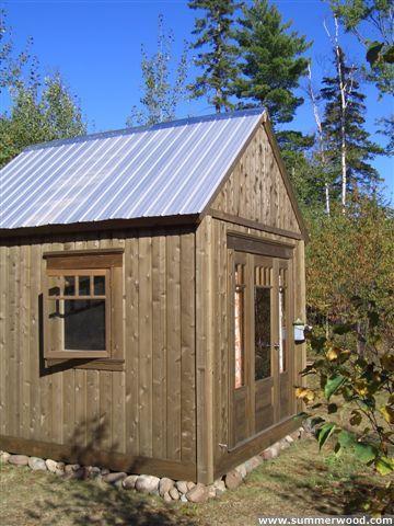 Cedar Telluride Shed 10x12 with large opening window in Goulais River, Ontario. ID number 14040-3