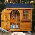 Palmerston  shed 5x7 with arched single door in Muskoka Ontario. ID number 544-1.