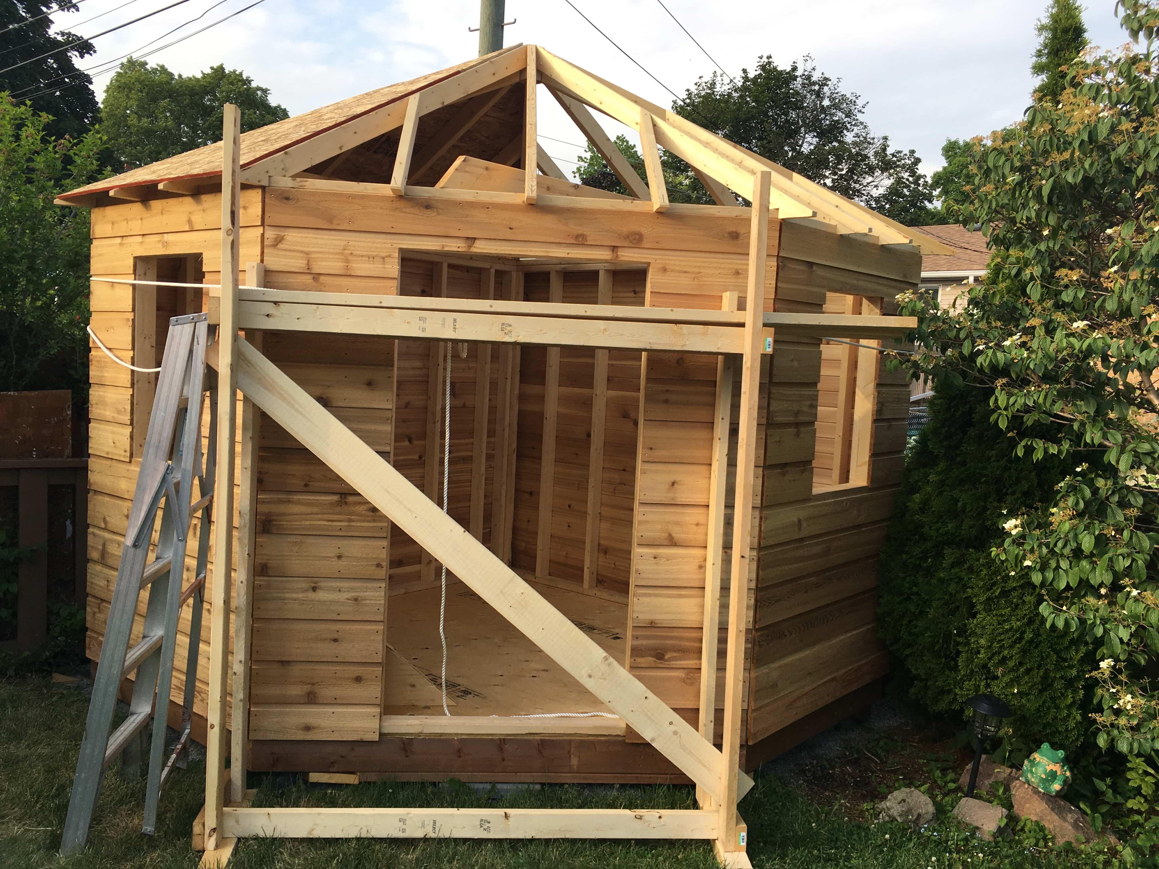 Front view of 9' Catalina Garden Shed located in Toronto, Ontario – Summerwood Products