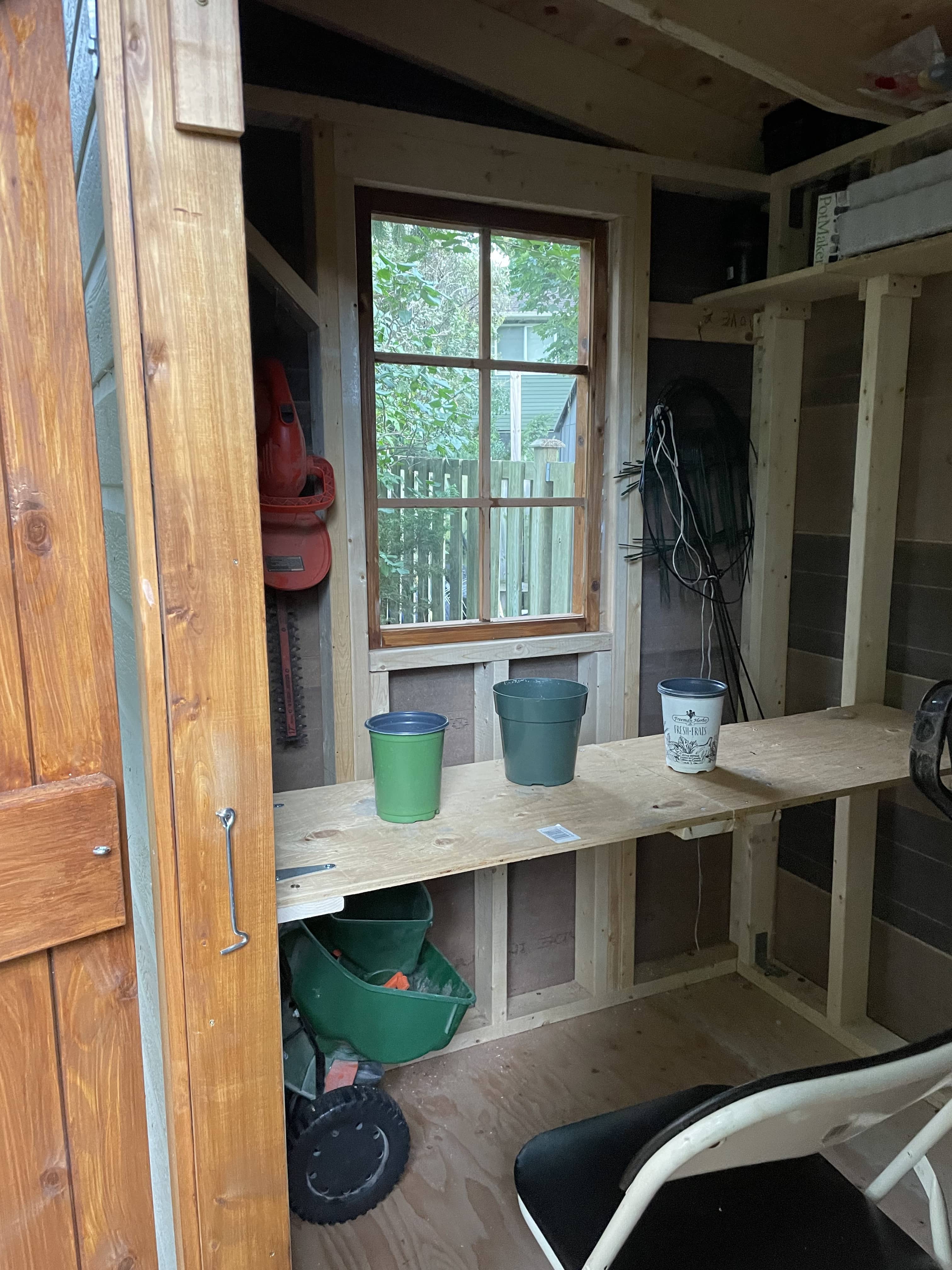 Interior view of 5' x 7' Sarawak Garden Shed located in Mississauga, Ontario – Summerwood Products