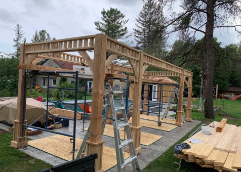 Construction view of 8' x 24’ Montpellier Gazebo located in Warkworth, Ontario – Summerwood Prod