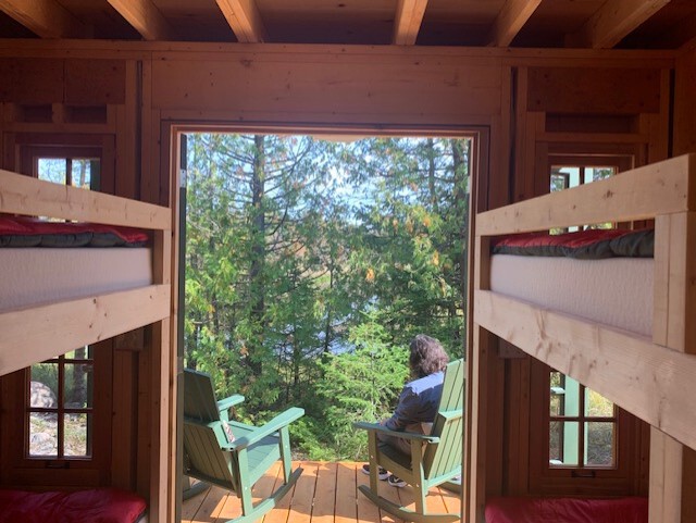 Interior view of 10’ x 10' Bala Bunkie Cabin located in Miller Lake, Ontario – Summerwood Produc