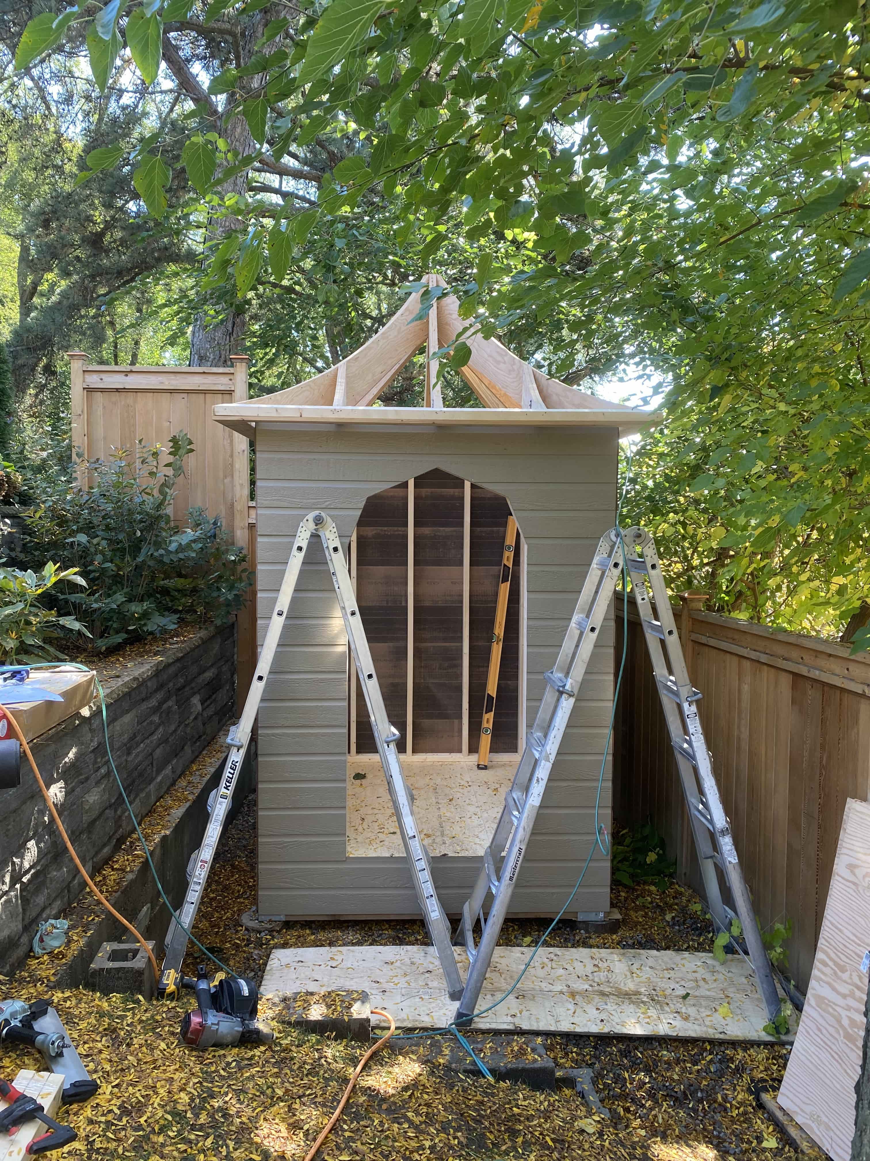 Construction view of 6’ x 6' Melbourne Garden Shed located in Toronto, Ontario – Summerwood Prod